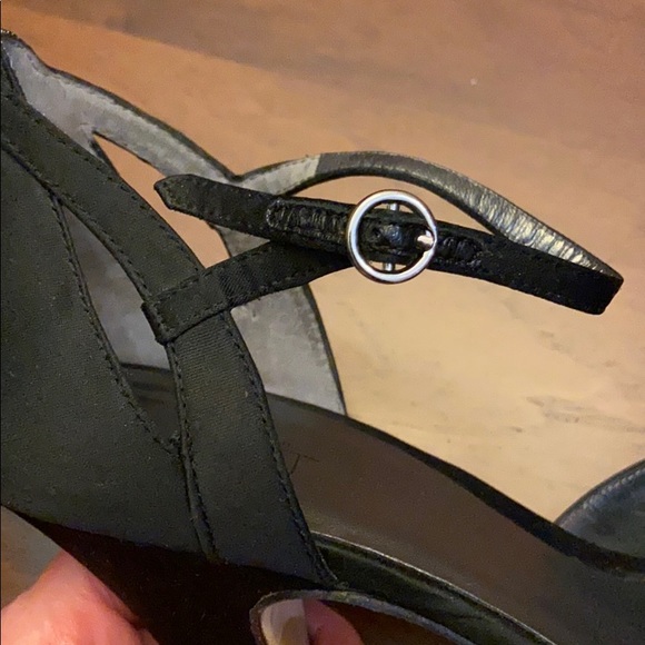 Black Peep Toe Heels with Strap - Picture 8 of 16